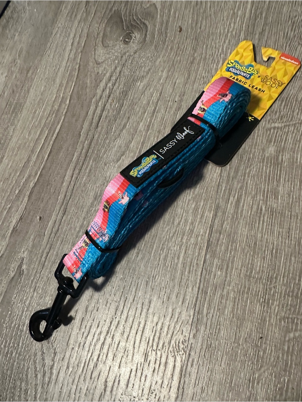 SASSY Woof Blue & Pink Fabric Dog Leash - SpongeBob Design